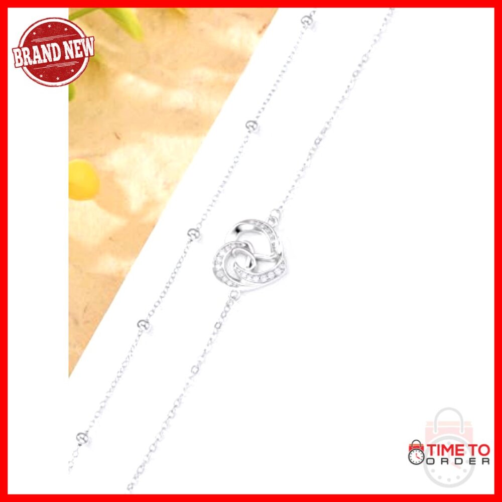 Sterling Silver Initial Anklet Layered Heart Adju… - image 4